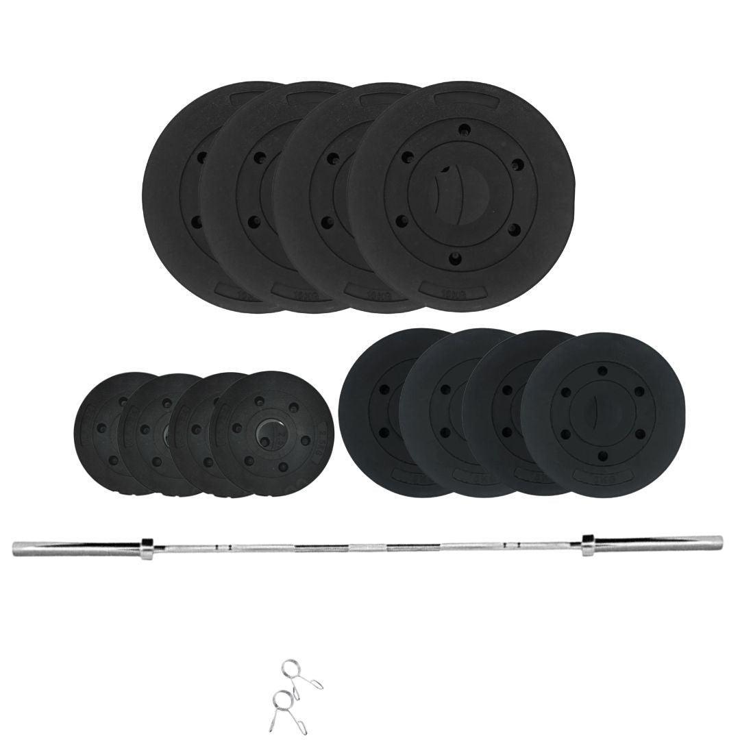 Standard & Olympic PVC Weight Plates Sets with Barbell 1" & 2"