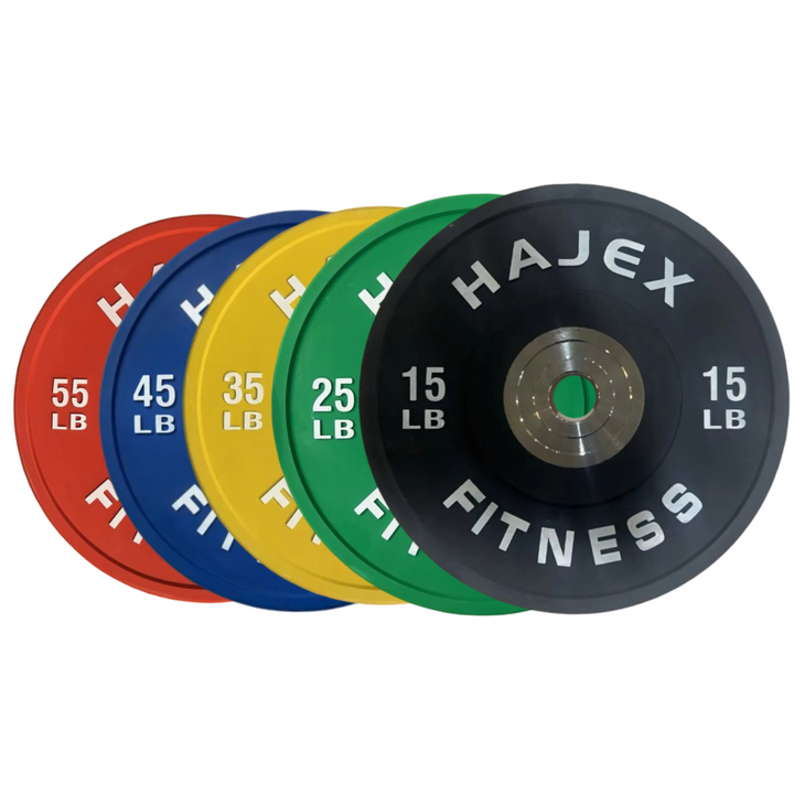 HAJEX Olympic Competition Steel Hub Bumper Plates Colored - 15, 25, 35, 45, 55 LB