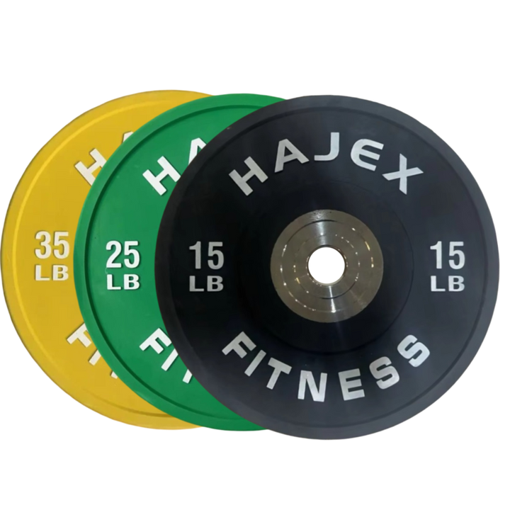 HAJEX Olympic Competition Steel Hub Bumper Plates Colored - 15, 25, 35, 45, 55 LB