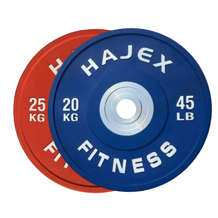 HAJEX Olympic Competition Steel Hub Bumper Plates Colored - 15, 25, 35, 45, 55 LB