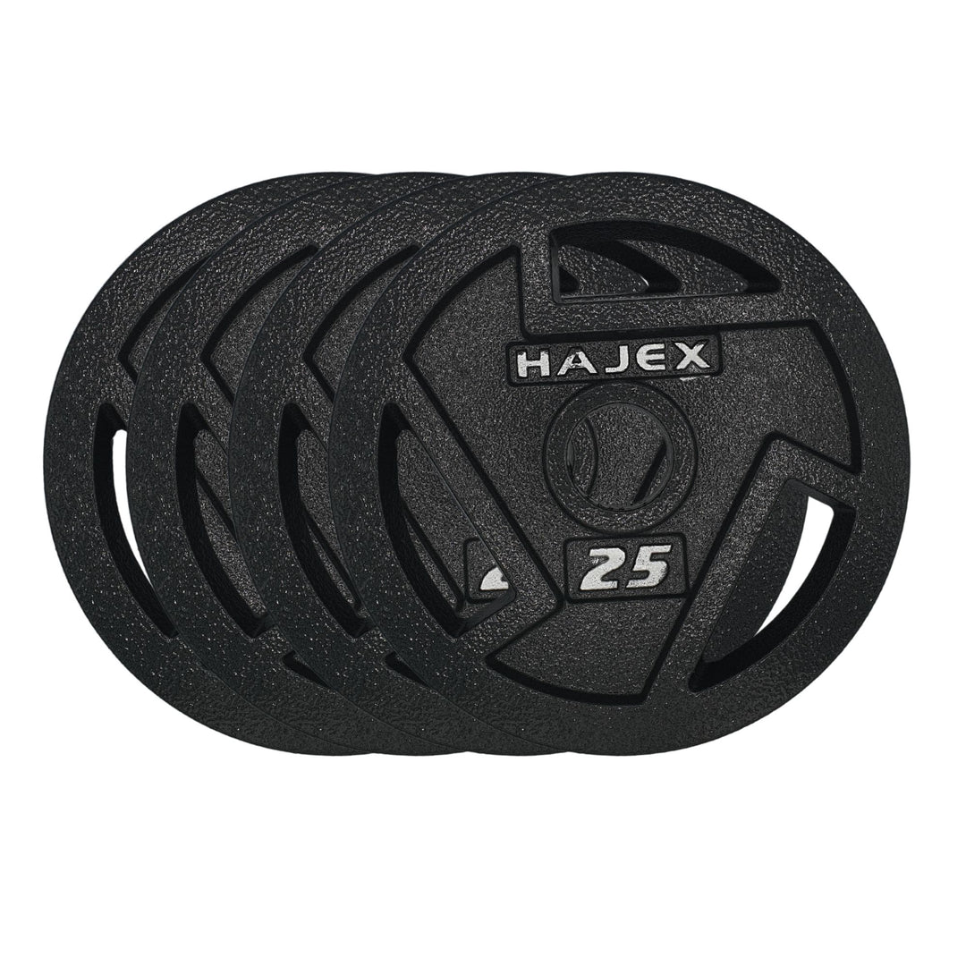 HAJEX Tri Grip Piles de plaques de poids en fonte avec barres 1" et 2"