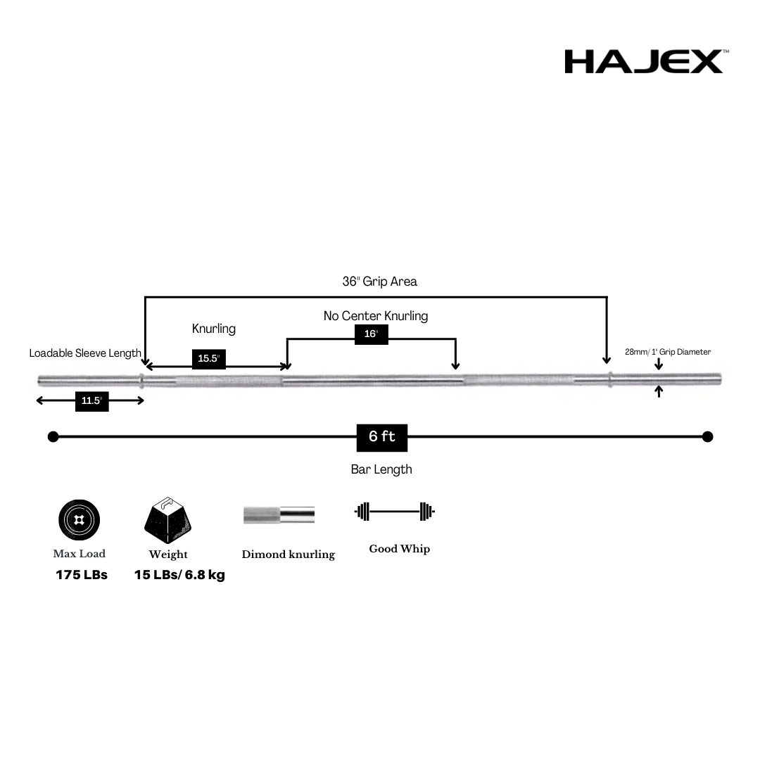 6ft bar dimensions spring lock