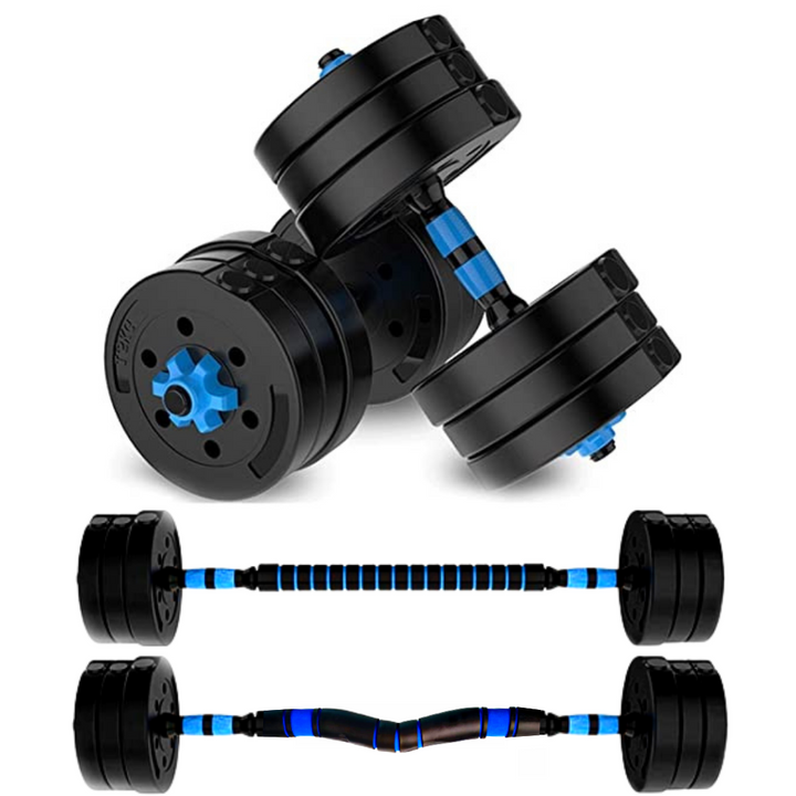 Adjustable dumbbell set with barbell rod Blue (1)