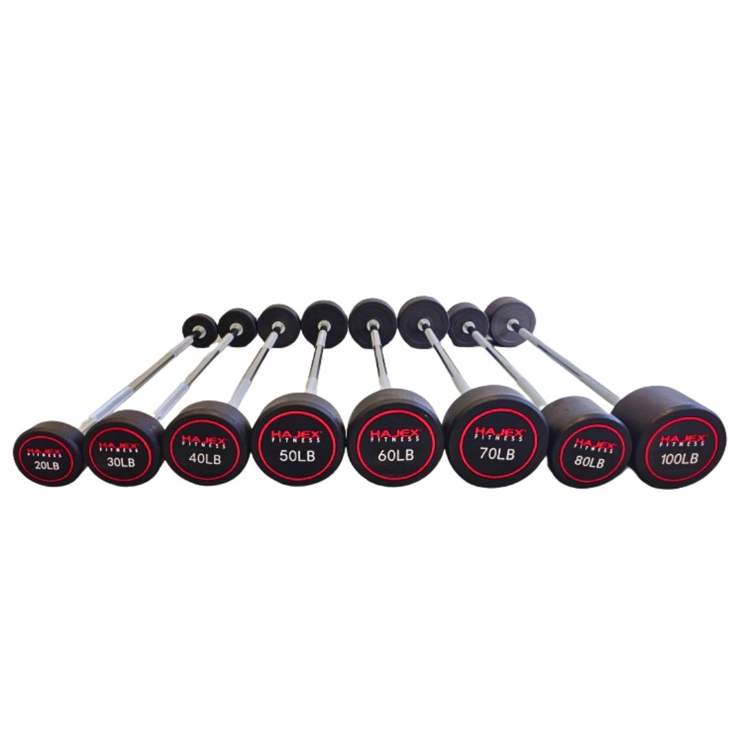 Straight and EZ Curl Fixed Weight Barbell Sets - 20 to 100 LB