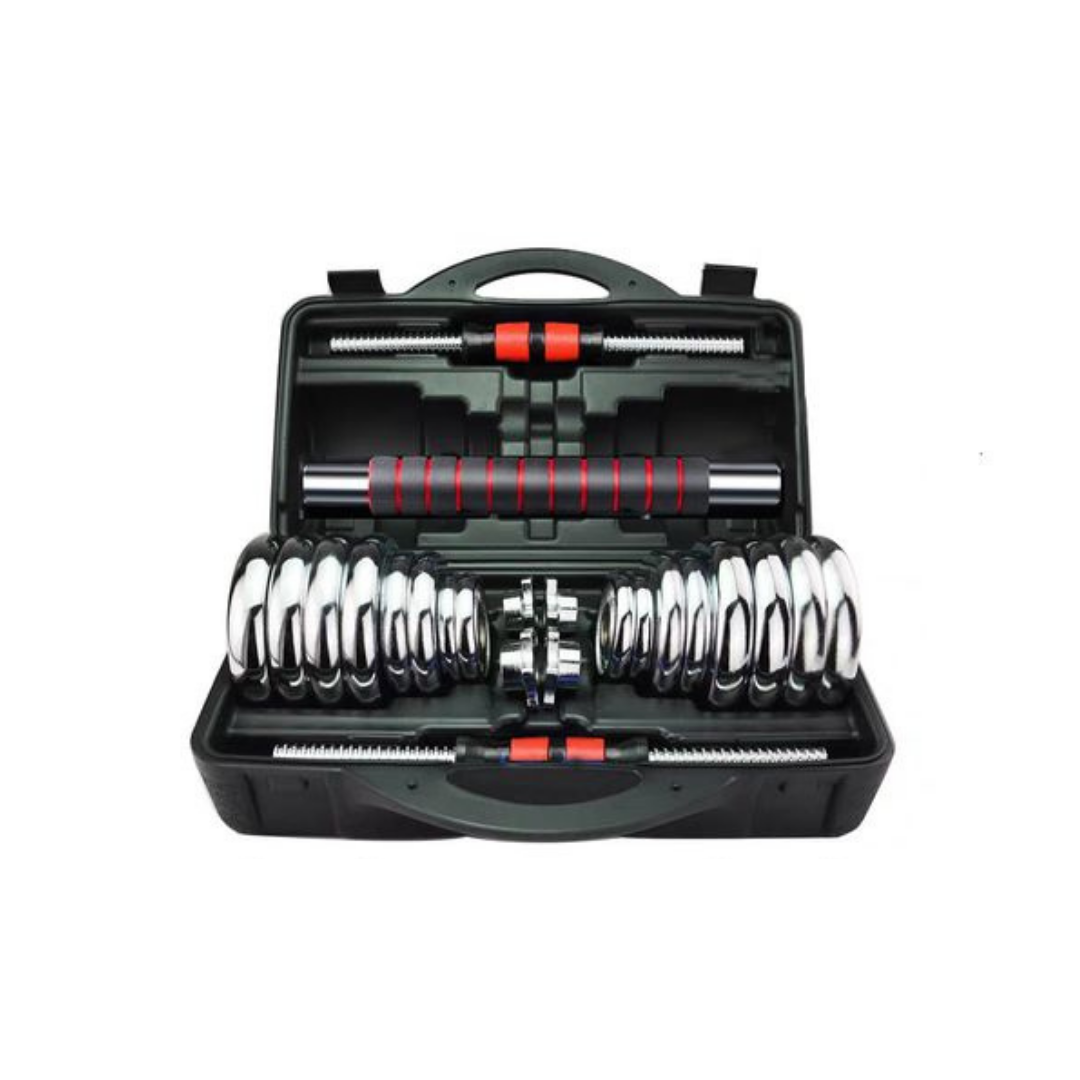 RED 30KG CHROME DUMBBELL SET