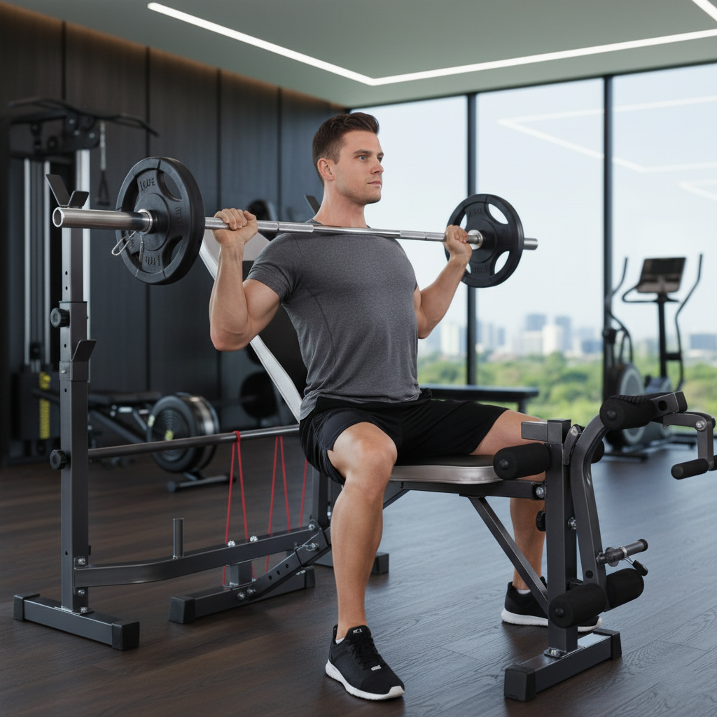 Banc d'haltérophilie avec poulie de traction latérale et banc Scott (LHG SR-01) 