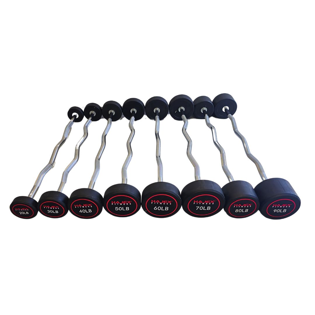 Straight and EZ Curl Fixed Weight Barbell Sets - 20 to 100 LB