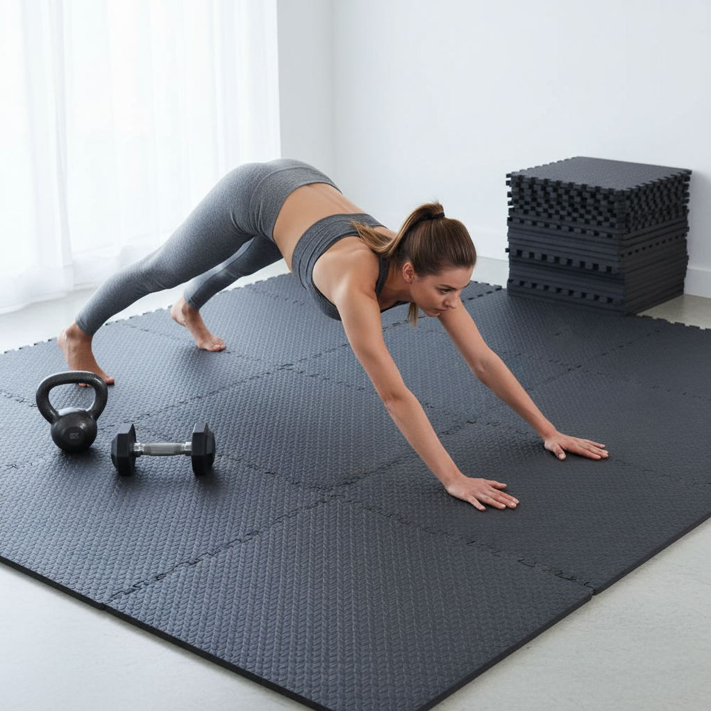 Tapis de sol de gymnastique d'exercice à emboîtement HAJEX - Paquet de 4 à 6 