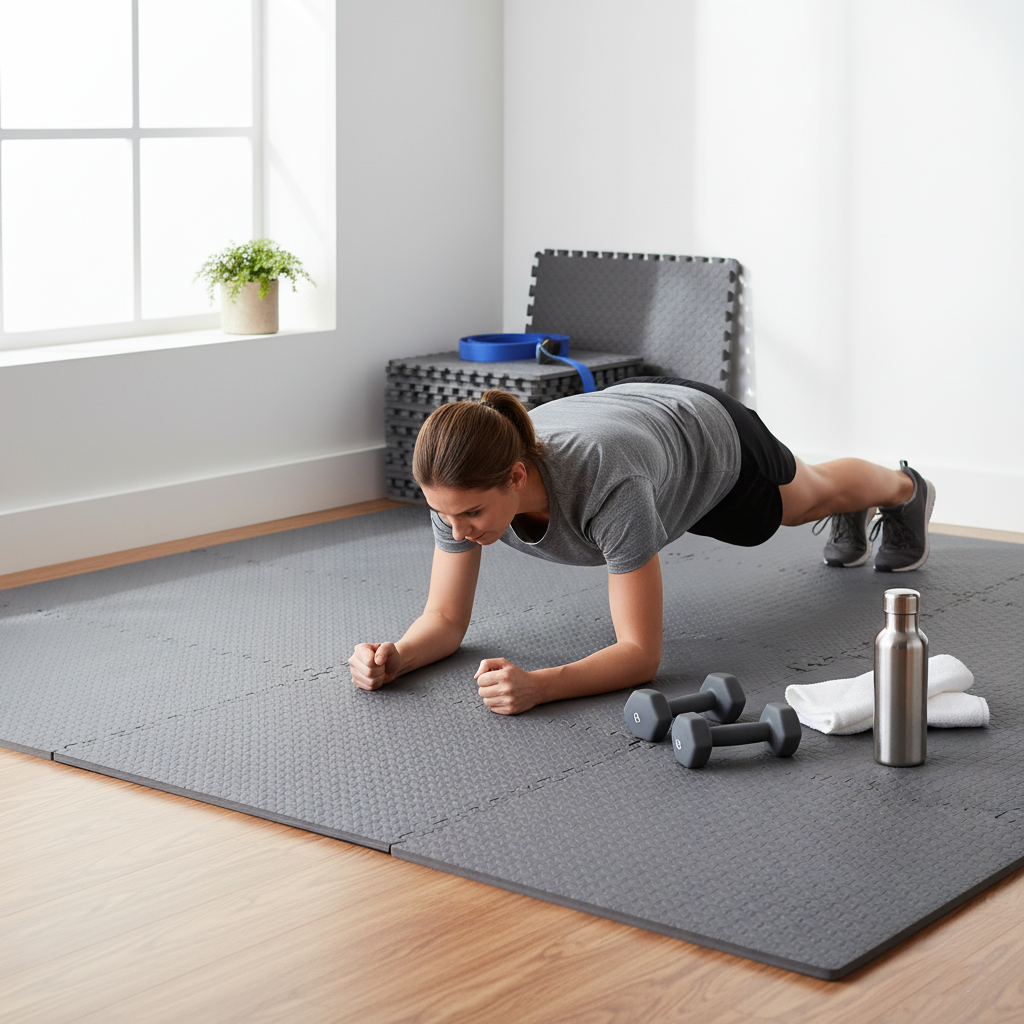 Tapis de sol de gymnastique d'exercice à emboîtement HAJEX - Paquet de 4 à 6 