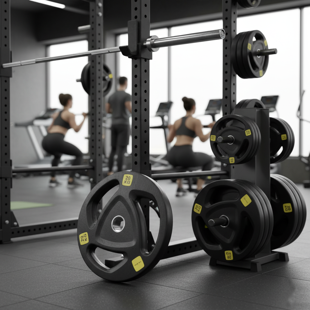Plaques de poids en caoutchouc HAJEX Olympic Bumper Grip en LB et KG 