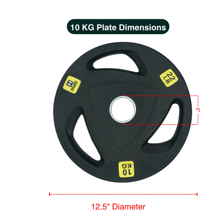 Plaques de poids en caoutchouc HAJEX Olympic Bumper Grip en LB et KG 