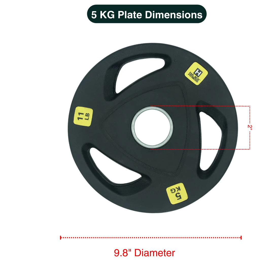 Plaques de poids en caoutchouc HAJEX Olympic Bumper Grip en LB et KG 