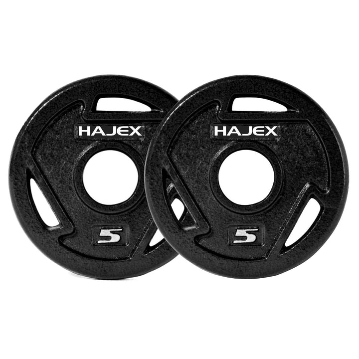 HAJEX Tri Grip Piles de plaques de poids en fonte avec barres 1" et 2"