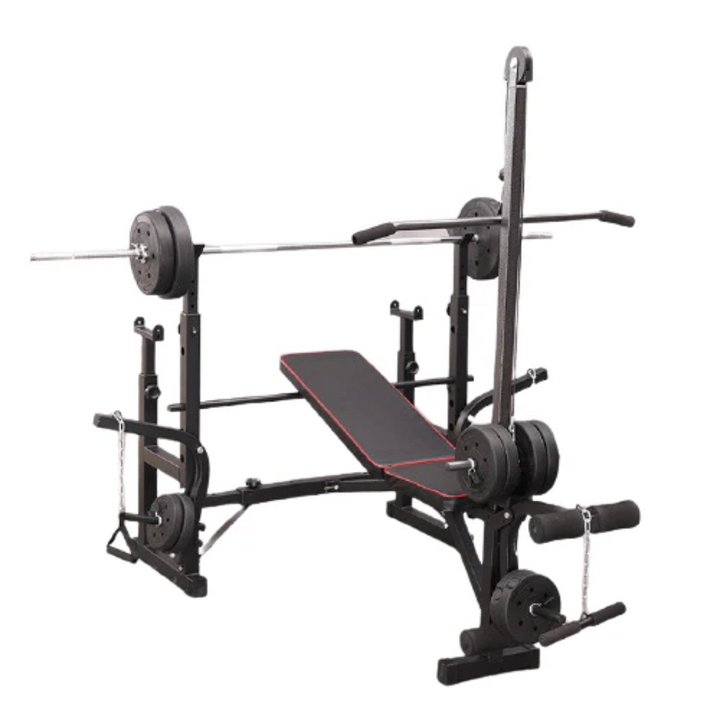 Workout Bench with Weights, Barbell & Dumbbells