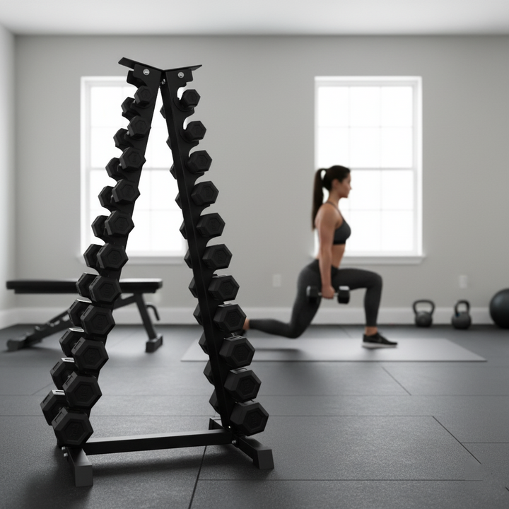 Supports d'haltères en acier verticaux et horizontaux (3, 6, 8, 10 niveaux)