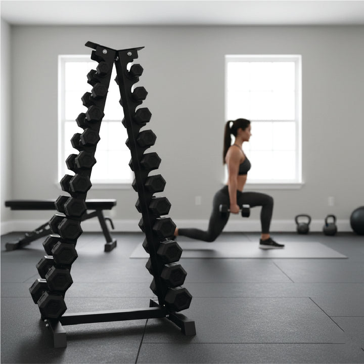 Supports d'haltères en acier verticaux et horizontaux (3, 6, 8, 10 niveaux)